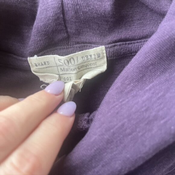 ** 500 Maison Cinqcent Slub Cotton Raw Hem Turtleneck Purple Medium - Picture 8 of 10